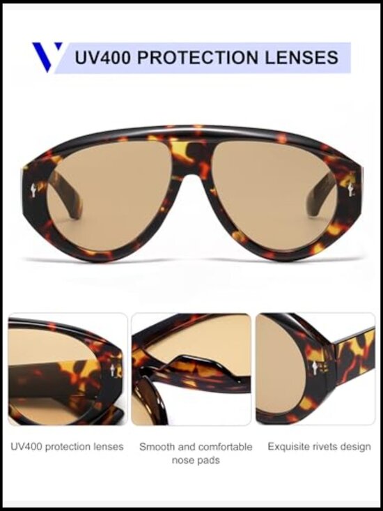 Plastic Frame UV400 Protection Aviator Sunglasses for Women Men main image 7